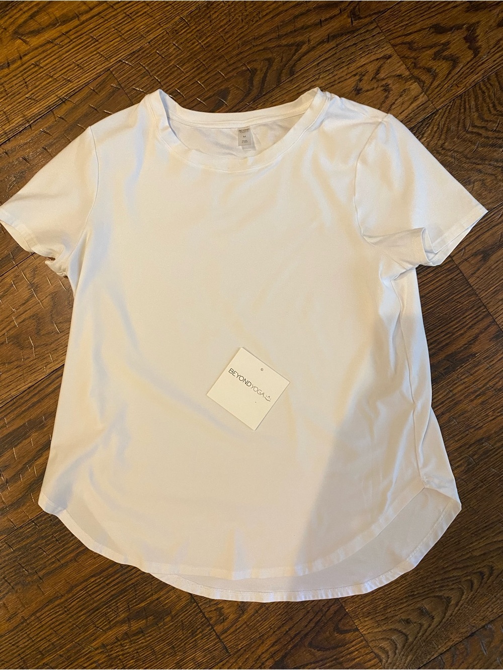 Beyond Yoga White Short Sleeve Scoop Neck Tee